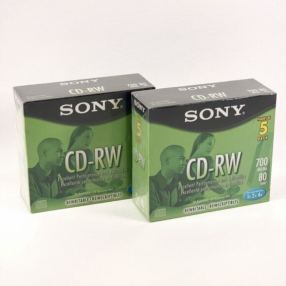 NEW SEALED Sony CD-RW Blank Media 10x 4x 700MB in Full Size Jewel Cases CDRW700L - Picture 1 of 5